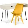Buy Wooden Desk Set - Scandinavian Design - Andor + Dining Chair - Scandinavian Design - Denisse Yellow 60117