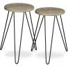 Buy Set of 2 Side Tables - Industrial Design - Wood and Metal - Hairpin Natural wood 59463