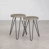 Buy Set of 2 Side Tables - Industrial Design - Wood and Metal - Hairpin Natural wood 59463
