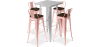 Buy Silver Table and 4 Backrest Bar Stools Set - Industrial Design - Bistrot Stylix Pastel orange 60432 - in the UK