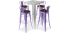 Buy Silver Table and 4 Backrest Bar Stools Set - Industrial Design - Bistrot Stylix Pastel purple 60432 - prices