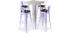 Buy Silver Table and 4 Backrest Bar Stools Set - Industrial Design - Bistrot Stylix Lavander 60432 - in the UK