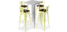 Buy Silver Table and 4 Backrest Bar Stools Set - Industrial Design - Bistrot Stylix Pastel yellow 60432 home delivery