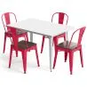 Buy Dining Table + X4 Dining Chairs Set -  Bistrot Style - Industrial design Metal and Dark Wood - New Edition Red 60441