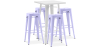 Buy Pack White Stool Table & 4 Bar Stools Industrial Design - Metal - New Edition - Bistrot Stylix Lavander 60443 in the United Kingdom