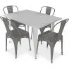 Buy Dining Table + X4 Dining Chairs Set - Bistrot Style Industrial design Metal - New Edition Silver 60129