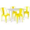Buy Dining Table + X4 Dining Chairs Set - Bistrot Style Industrial design Metal - New Edition Yellow 60129