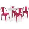 Buy Dining Table + X4 Dining Chairs Set - Bistrot Style Industrial design Metal - New Edition Fuchsia 60129