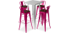 Buy Silver Table and 4 Backrest Bar Stools Set - Industrial Design - Bistrot Stylix Fuchsia 60432 in the United Kingdom