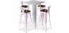 Buy Silver Table and 4 Backrest Bar Stools Set - Industrial Design - Bistrot Stylix Pastel pink 60432 - prices