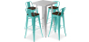 Buy Silver Table and 4 Backrest Bar Stools Set - Industrial Design - Bistrot Stylix Pastel green 60432 at Privatefloor