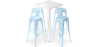 Buy Pack White Stool Table and Pack of 4 Bar Stools - Industrial Design - Metal - New Edition - Bistrot Stylix Light blue 60445 - prices