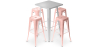 Buy Pack Stool Table & 4 Bar Stools Industrial Design - Metal - New Edition - Bistrot Stylix Pastel orange 60446 - in the UK