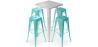 Buy Pack Stool Table & 4 Bar Stools Industrial Design - Metal - New Edition - Bistrot Stylix Pastel green 60446 in the United Kingdom