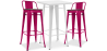Buy Pack of White Stool Table and Pack of 2 Bar Stools with backrest - Industrial Design - New Edition - Bistrot Stylix Fuchsia 60447 - prices