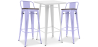 Buy Pack of White Stool Table and Pack of 2 Bar Stools with backrest - Industrial Design - New Edition - Bistrot Stylix Lavander 60447 with a guarantee