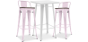 Buy Pack of White Stool Table and Pack of 2 Bar Stools with backrest - Industrial Design - New Edition - Bistrot Stylix Pastel pink 60447 at Privatefloor