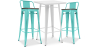 Buy Pack of White Stool Table and Pack of 2 Bar Stools with backrest - Industrial Design - New Edition - Bistrot Stylix Pastel green 60447 - prices
