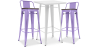 Buy Pack of White Stool Table and Pack of 2 Bar Stools with backrest - Industrial Design - New Edition - Bistrot Stylix Pastel purple 60447 with a guarantee