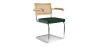 Buy Dining Chair with Armrests - Velvet Upholstery - Wood & Rattan - Martha Dark green 60457 in the United Kingdom