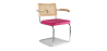 Buy Dining Chair with Armrests - Velvet Upholstery - Wood & Rattan - Martha Fuchsia 60457 - in the UK