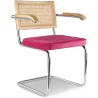 Buy Dining Chair With Armrest, Natural Rattan And Velvet - Martha Fuchsia 60457