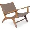 Buy Armchair with Armrests - Boho Bali Design Armchair - Wood and Leather - Recia Brown 60466