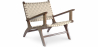 Buy Lounge Chair with Armrests - Boho Bali Design Chair - Wood & Linen - Recia Beige 60467 - in the UK
