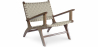Buy Lounge Chair with Armrests - Boho Bali Design Chair - Wood & Linen - Recia Taupe 60467 - prices
