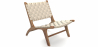 Buy Lounge Chair - Boho Bali Design Chair - Wood and Linen - Recia Beige 60470 - in the UK