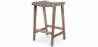 Buy Wooden Stool - Boho Bali Design - Leather - Recia Brown 60472 - in the UK
