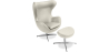 Buy Egg Design Armchair with Footrest - Upholstered in Faux Leather - Brave Ivory 13658 - in the UK