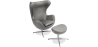 Buy Egg Design Armchair with Footrest - Upholstered in Faux Leather - Brave Grey 13658 with a guarantee