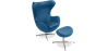 Buy Egg Design Armchair with Footrest - Upholstered in Faux Leather - Brave Dark blue 13658 - in the UK