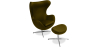 Buy Egg Design Armchair with Footrest - Upholstered in Faux Leather - Brave Olive 13658 - prices