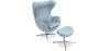 Buy Egg Design Armchair with Footrest - Upholstered in Faux Leather - Brave Pastel blue 13658 - in the UK