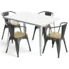 Buy Dining Table + X4 Dining Chairs with Armrest Set - Bistrot Style Industrial Design Metal and Light Wood - New Edition Industriel 60442