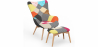 Buy Armchair with Footrest - Upholstered in Patchwork Fabric - Kontur Multicolour 60535 - in the UK