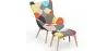 Armchair with Footrest - Upholstered in Patchwork Fabric - Kontur image 9