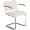 Buy Dining Chair with Armrests - Upholstered in Bouclé Fabric - Henr White 60540