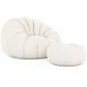Buy Upholstered Armchair with Ottoman - White Boucle - Rubi White 60542