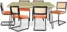 Pack Industrial Design Dining Table 150cm & 6 Rattan Dining Chairs - Velvet Upholstery - Puila image 9
