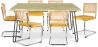 Buy Pack Industrial Design Dining Table 150cm & 6 Rattan Dining Chairs - Velvet Upholstery - Martha Mustard 60581 - in the UK
