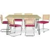 Buy Pack Hairpin Dining Table 150x90 & 6 Black Mesh Rattan and Velvet Chairs - Martha Fuchsia 60581