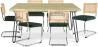 Buy Pack Industrial Design Dining Table 150cm & 6 Rattan Dining Chairs - Velvet Upholstery - Martha Dark green 60581 - in the UK