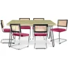 Buy Pack Hairpin Dining Table 150x90 & 6 Black Mesh Rattan and Velvet Chairs - Hyre Fuchsia 60582