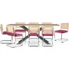 Buy Pack Industrial Wooden Table (200cm) & 8 Rattan and Velvet Mesh Chairs - Martha Fuchsia 60593