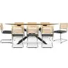 Buy Pack Industrial Wooden Table (220cm) & 8 Rattan and Velvet Mesh Chairs - Martha Dark grey 60596