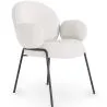 Buy Dining Chair with Armrests - Bouclé Fabric Upholstery - Erys White 60626