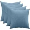 Buy Pack of 4 velvet cushions - cover and filling - Mesmal Light blue 60632